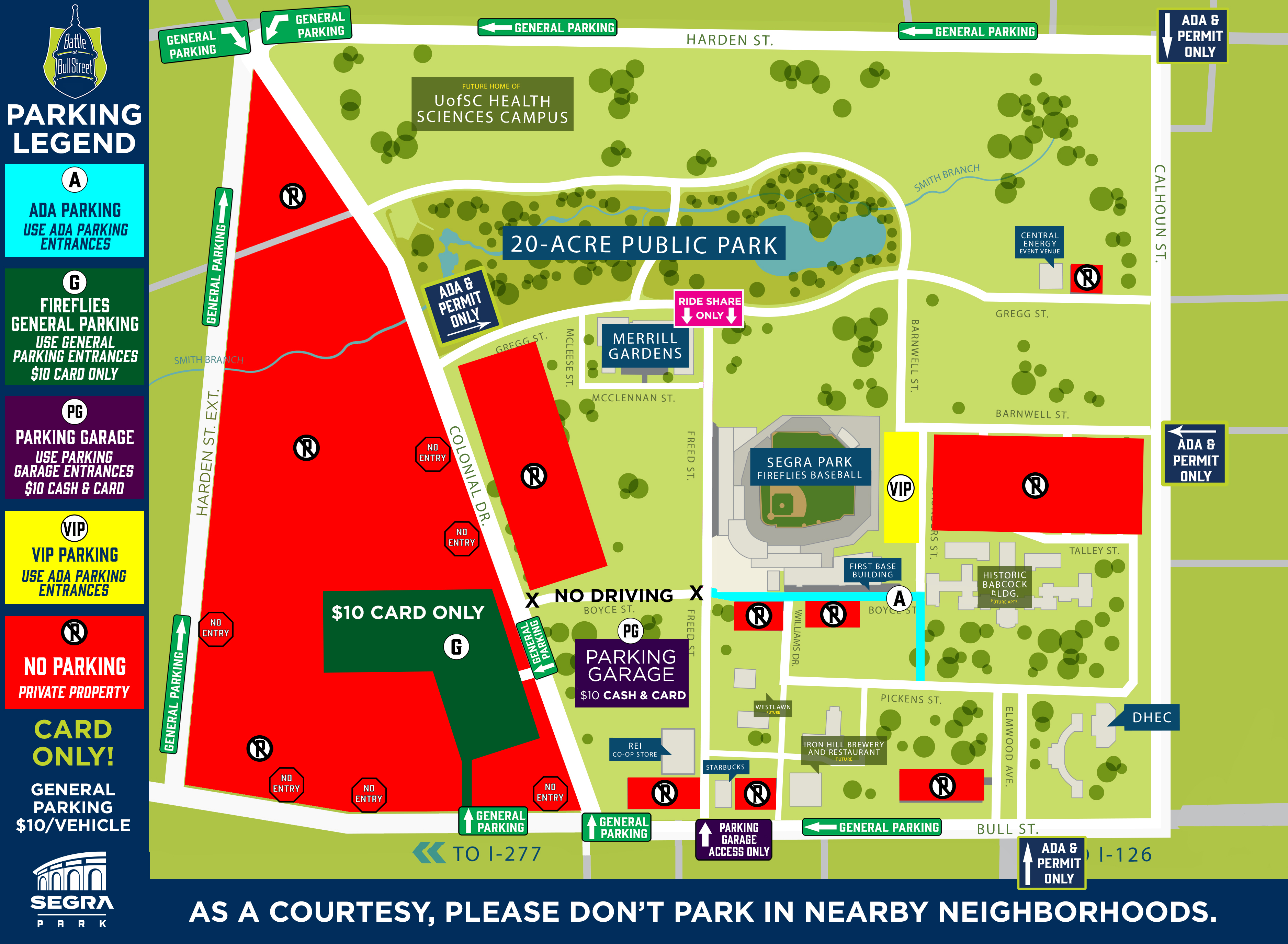 Updated Battle at Bull Street Parking Map